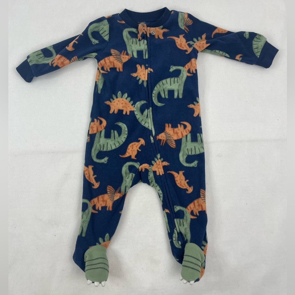 just one you by carters baby boy Size 6 Month Dino Footie Fleece Pajamas